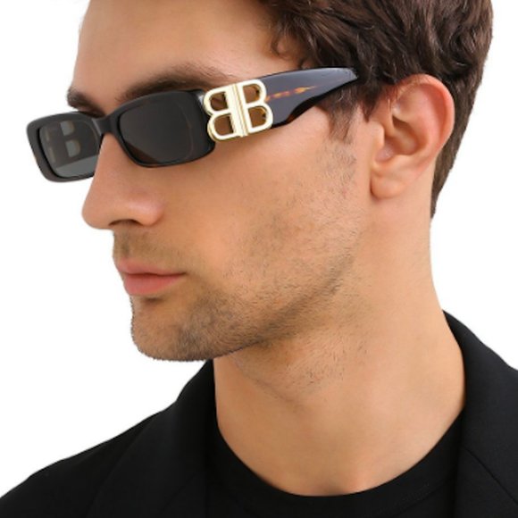 Balenciaga BB0096S 002 BRAND NEW Sunglasses Havana Gold Green Rectangle Unisex main image 8
